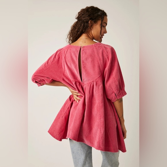 New Free People✨Memories of You Corduroy Top- Mademoiselle Pink - Picture 4 of 6